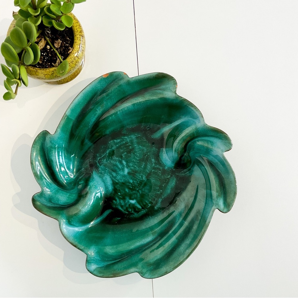 BLUE MOUNTAIN POTTERY Mid Century Modern Blue Glazed Decorative Dish VINTAGE - Picture 2 of 6